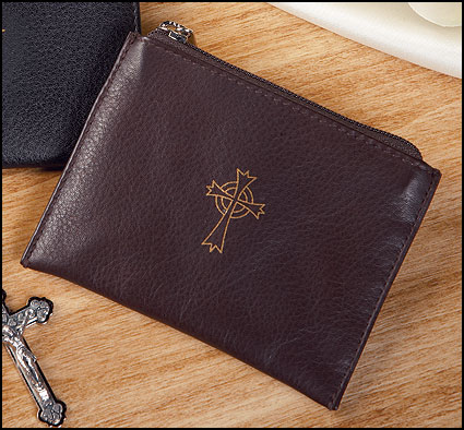 Brown Leather Rosary Case